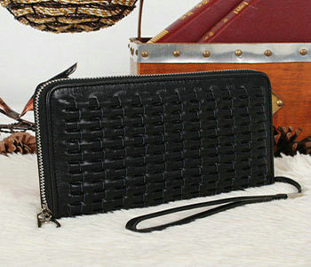 Bottega Veneta intrecciato leather clutch BV6611 black